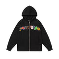 Trapstar Style Autumn/Winter Multi-Color Patchwork Full-Zip Hoodie - Black