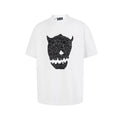 Thug Club White Cracked Demon Horn Skull Graphic T-Shirt