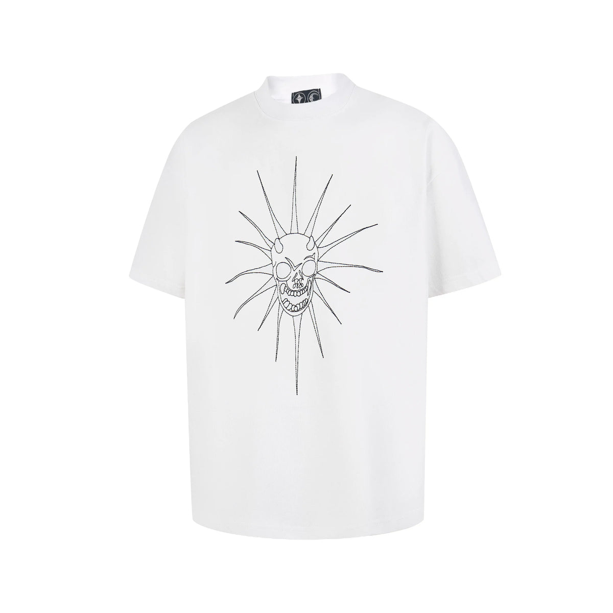 Thug Club White Punk Spiked Demon Skull Graphic T-Shirt