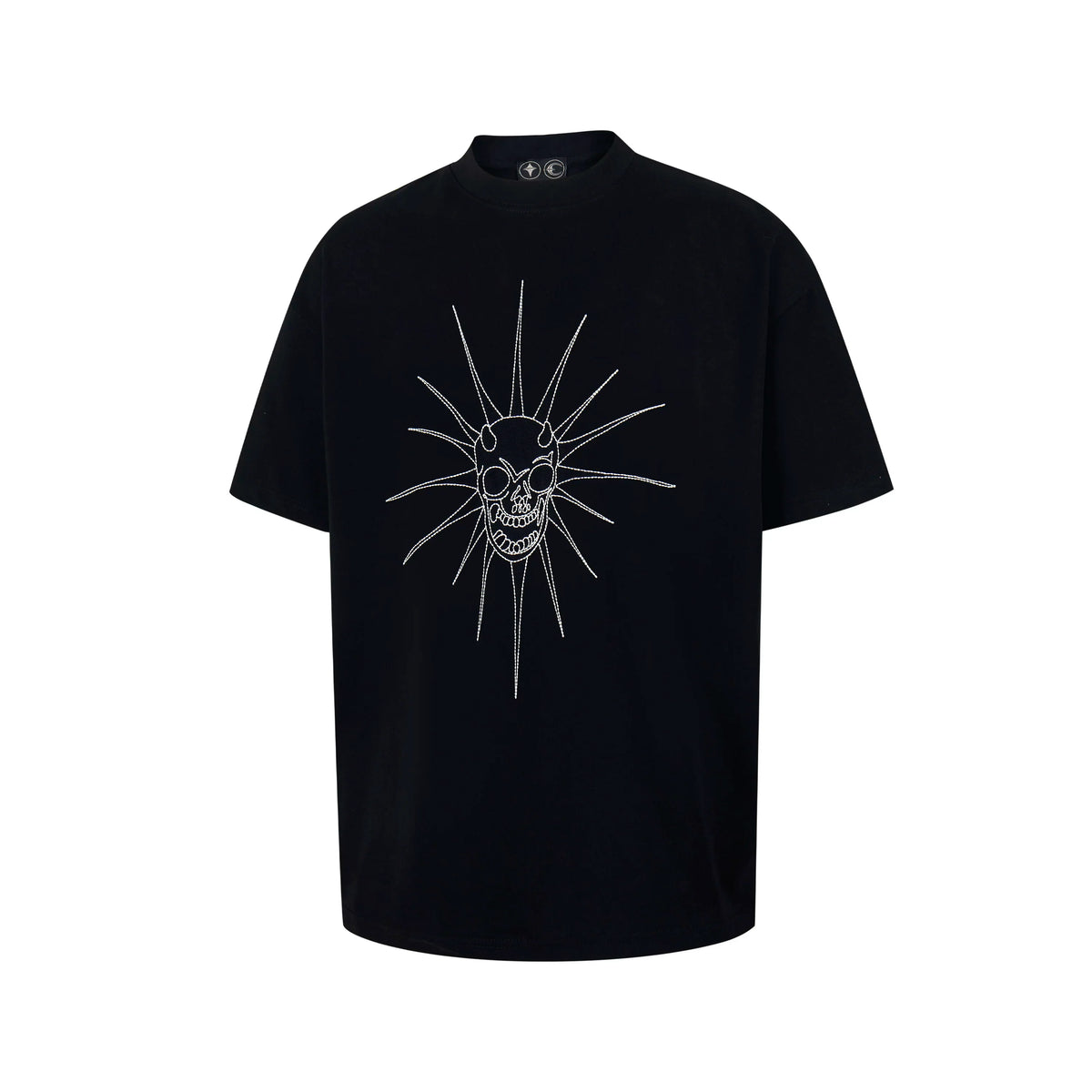 Thug Club Black Punk Spiked Demon Skull Graphic T-Shirt