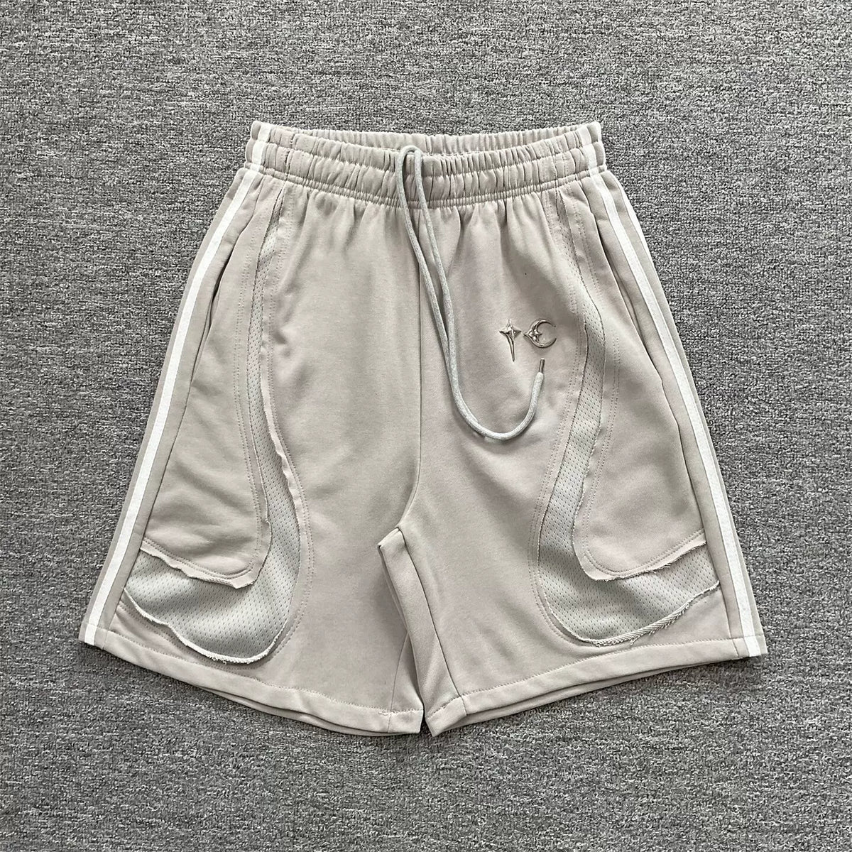 Thug Club Light Gray Side-Stripe Technical Sweatshorts