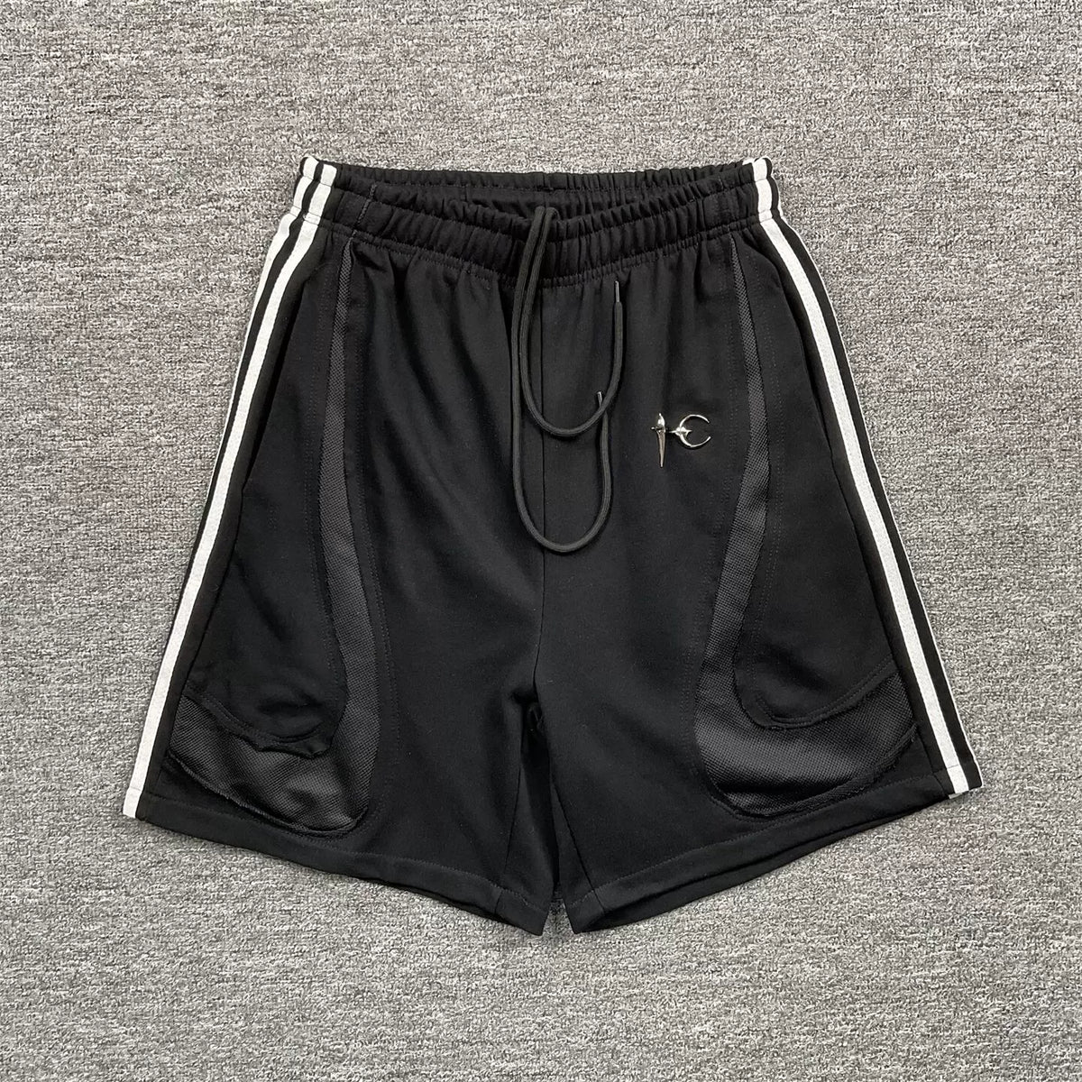 Thug Club Black Side-Stripe Technical Sweatshorts